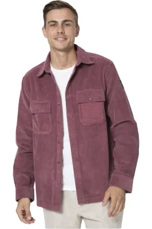 Belstaff Homme, Chemises, Rouge, Taille: 2XL Surchemise en velours côtelé bordeaux