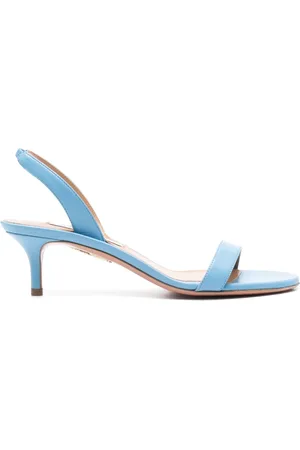 Aquazzura Femme, Chaussures, Bleu, Taille: 37 1/2 EU Sandales élégantes bleues à petit talon ouvert