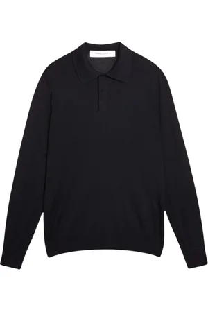 Golden Goose Homme, Pulls, Bleu, Taille: L Polo en maille bleu marine à manches longues