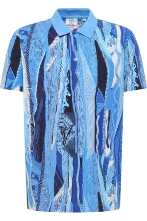 Carlo Colucci Homme, Tops, Bleu, Taille: S Polo avec impression tricotée