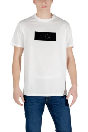 Armani Exchange Homme, Tops, Blanc, Taille: XS T-shirt en coton imprimé stylé