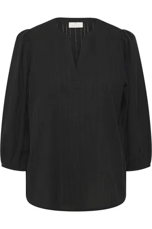 Kaffe Femme, Blouses et Chemises, Noir, Taille: 46 FR Chemisier Noir Simple avec Manches ¾