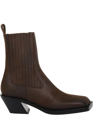 Amina Muaddi Femme, Chaussures, Brun, Taille: 36 EU Bottine Chelsea Marron Cirée