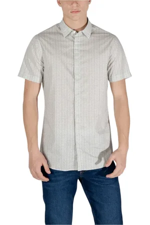 Armani Exchange Homme, Chemises, , Taille: XL Chemise à col classique à manches courtes et motif géométrique