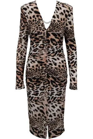 ANIYE BY Femme, Robes, Multicolore, Taille: 42 FR Robe mi-longue à manches longues à imprimé animal