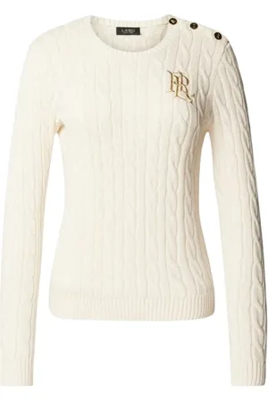 Ralph Lauren Femme, Pulls, Blanc, Taille: 44 FR Pull en maille à col rond