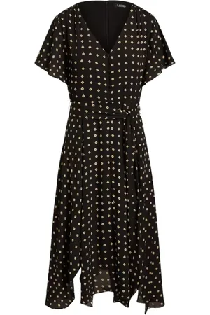 Ralph Lauren Femme, Robes, Noir, Taille: 40 FR Robe Midi à Motifs Géométriques