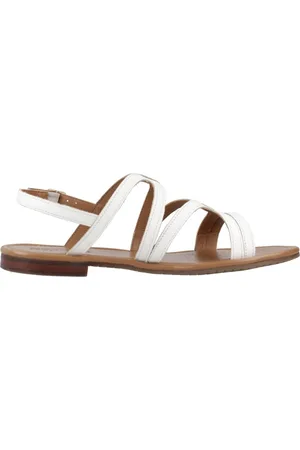 Geox Femme, Chaussures, Blanc, Taille: 41 EU Sandales Plates Élégantes