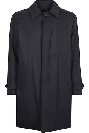 Aspesi Femme, Manteaux, Bleu, Taille: 42 FR Long Manteau de Pluie Bleu avec Col de Chemise