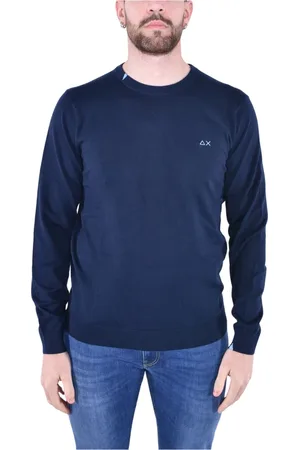 sun68 Homme, Pulls, Bleu, Taille: XL Pull Basique à Manches Longues