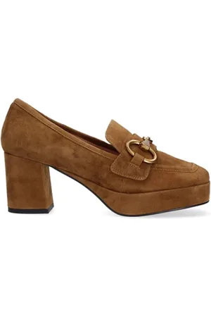 Bibi Lou Femme, Chaussures, Brun, Taille: 38 EU Mocassins en daim avec bride métallique décorative