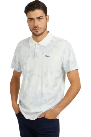 Guess Homme, Tops, Blanc, Taille: S Polo à manches courtes à imprimé floral - Coupe ajustée