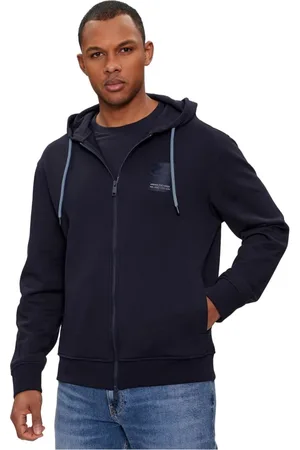 Armani Exchange Homme, Sweatshirts et sweats à capuche, Noir, Taille: XL Gilet en coton zippé à capuche