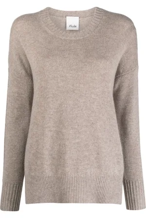 Allude Femme, Pulls, Brun, Taille: 38 FR Pull en maille col rond