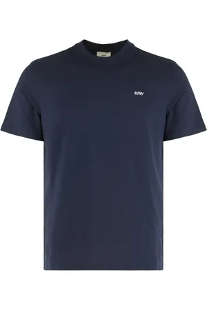 Autry Homme, Tops, Bleu, Taille: S T-shirt à col rond côtelé
