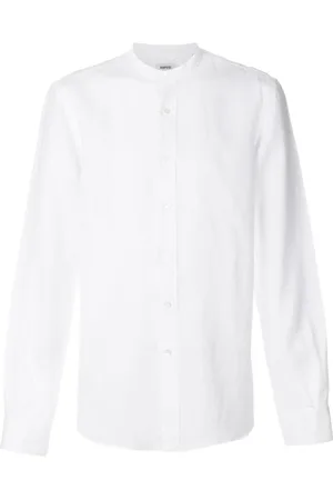 Aspesi Homme, Chemises, Blanc, Taille: L Chemise en lin à col Mao