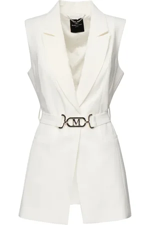 Guess Femme, Vestes, Blanc, Taille: 42 FR Gilet ceinturé avec boucle logo