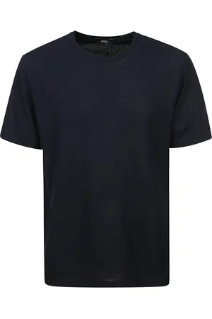 HERNO Homme, Tops, Bleu, Taille: L T-shirt Bleu en Coton à Manches Courtes