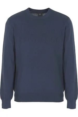 Armani Exchange Homme, Sweatshirts et sweats à capuche, Bleu, Taille: S Pull-over col rond en laine mélangée