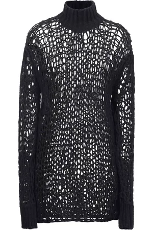 ANN DEMEULEMEESTER Femme, Pulls, Noir, Taille: 36 FR Pull col roulé noir en laine mélangée