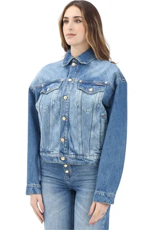 Roberto Cavalli Femme, Vestes, Bleu, Taille: 40 FR Veste en Denim Bleu Style Vintage Moderne