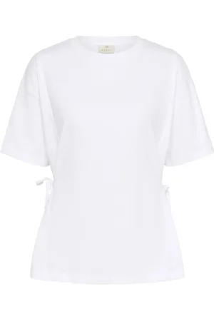 Kaffe Femme, Tops, Blanc, Taille: 38 FR T-shirt blanc optique avec liens latéraux