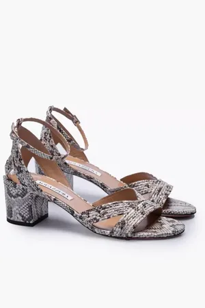 Aquazzura Femme, Chaussures, Multicolore, Taille: 40 1/2 EU Sandales en cuir imprimé serpent à brides et ceinture 50