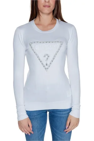 Guess Femme, Pulls, Blanc, Taille: 42 FR Pull Blanc en Tricot à Manches Longues