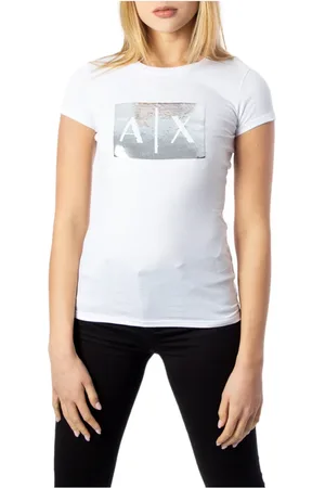 Armani Exchange Femme, Tops, Blanc, Taille: 38 FR T-shirt à paillettes