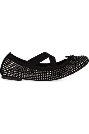 Aquazzura Femme, Chaussures, Noir, Taille: 38 EU Ballerines en daim avec et strass