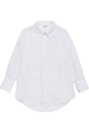 ANINE BING Femme, Blouses et Chemises, Blanc, Taille: 36 FR Chemise en coton rayée à col classique