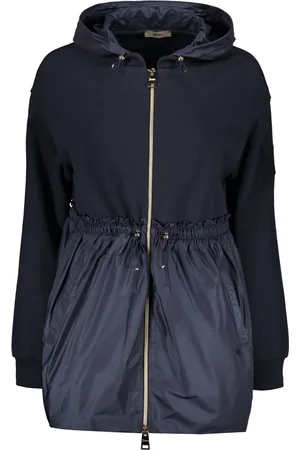 HERNO Femme, Manteaux, Bleu, Taille: 38 FR Cardigan Zippé à Capuche avec Inserts Techniques