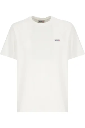 Autry Homme, Tops, Blanc, Taille: L T-shirt en coton avec étiquette logo