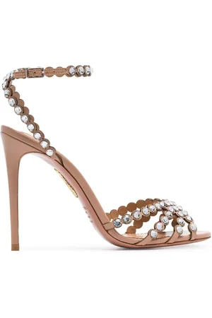 Aquazzura Femme, Chaussures, Rose, Taille: 41 EU Sandales Very Bow Tie Crystal 105