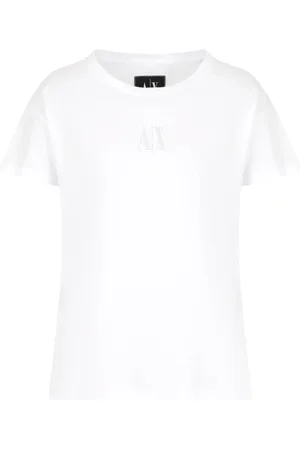 Armani Exchange Femme, Tops, Blanc, Taille: 38 FR T-shirt moderne à manches courtes