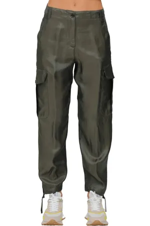 Aspesi Femme, Pantalons, Vert, Taille: 36 FR Pantalon Cargo à Cordon de Serrage avec Revers