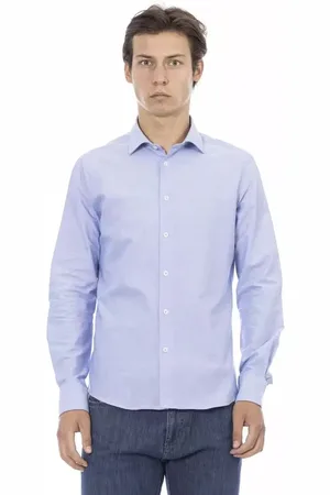 BALDININI Homme, Chemises, Bleu, Taille: M Chemise Bleu Clair en Coton Classique Italienne