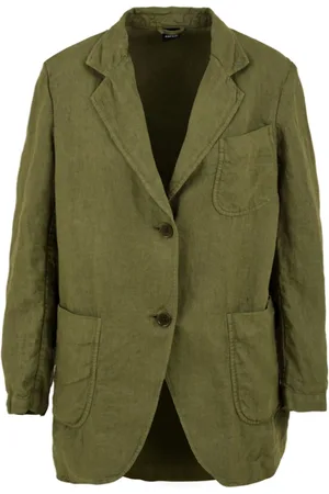 Aspesi Femme, Vestes, Vert, Taille: 34 FR Blazer vert en viscose avec revers classiques et fermeture à boutons en nacre