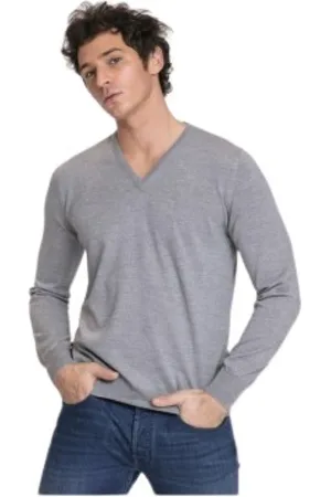 Gran Sasso Homme, Pulls, Gris, Taille: 2XL Pull en maille col en V