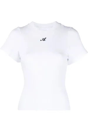 Axel Arigato Femme, Tops, Blanc, Taille: 36 FR T-shirt Col Rond Logo Blanc