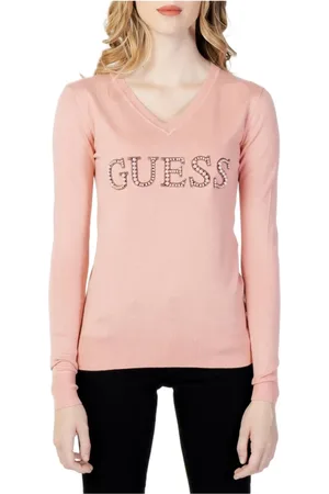 Guess Femme, Pulls, Rose, Taille: 36 FR Pull V-Neck Imprimé