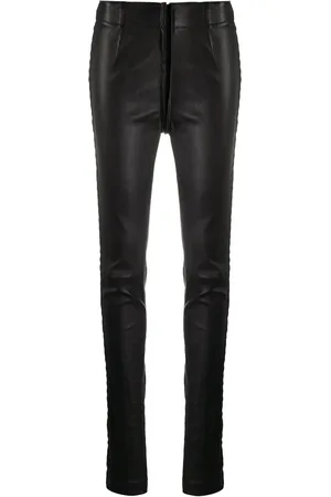ANN DEMEULEMEESTER Femme, Pantalons, Noir, Taille: 36 FR Pantalon en cuir noir, coupe skinny