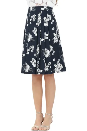 Max Mara Femme, Jupes, Bleu, Taille: 38 FR Jupe Midi Bleue Florale Élégante Printemps