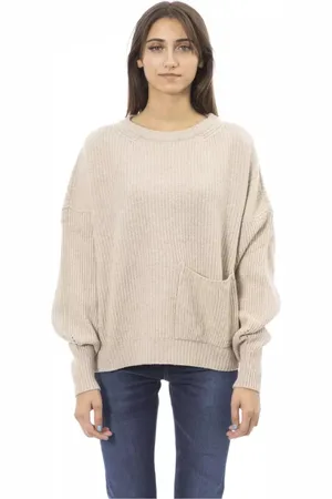 BALDININI Femme, Pulls, , Taille: 40 FR Pull ras du cou en laine avec poche avant
