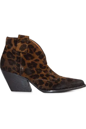 Elena Iachi Femme, Chaussures, Brun, Taille: 36 EU Bottes de cheville en daim léopard Texan