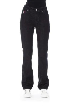 BALDININI Femme, Jeans, Noir, Taille: W31 Jeans Regular avec Bouton Logo