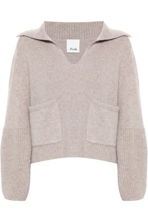 Allude Femme, Pulls, Gris, Taille: 40 FR Pull en cachemire gris col V