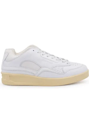Jil Sander Homme, Chaussures, Blanc, Taille: 43 EU Baskets en Cuir Blanc avec Design à Panneaux