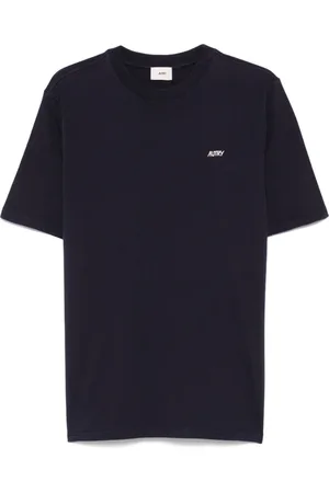 Autry Homme, Tops, Bleu, Taille: S T-shirt ras du cou avec logo brodé