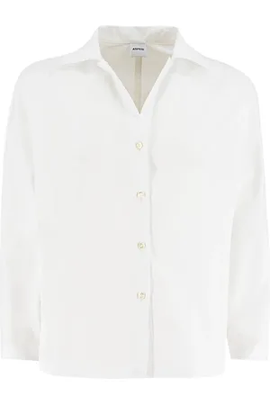 Aspesi Femme, Blouses et Chemises, Blanc, Taille: 42 FR Blouse en Coton à Ourlet Ajustable